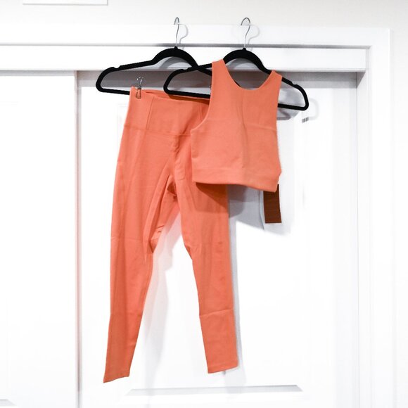 Girlfriend Collective Size XS Orange Leggings and Sports Bra Set NWT - Picture 1 of 9